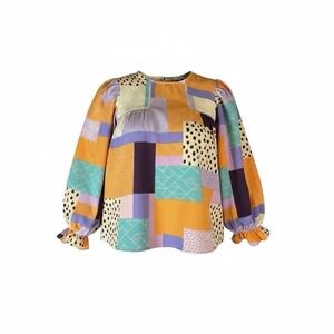 Fate Women's Ruffled Long Sleeve Multicolored Size Small